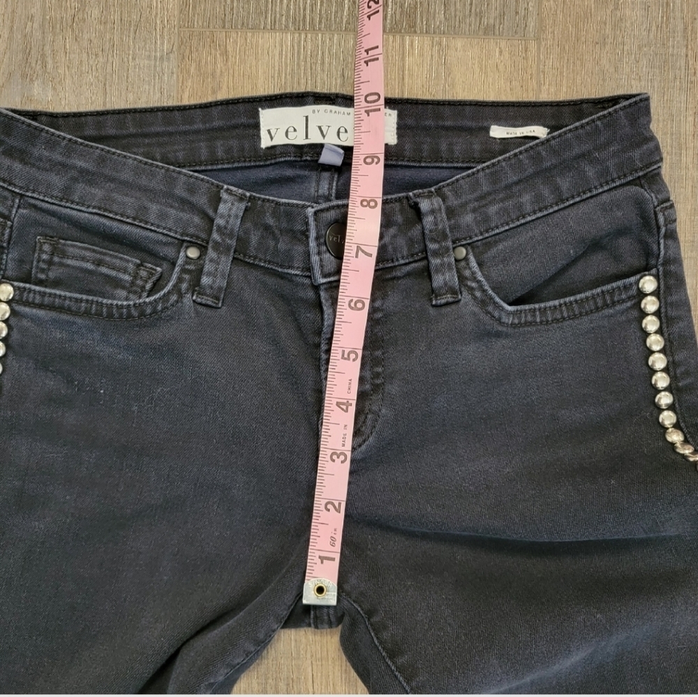 Velvet By Graham Spencer Milla Skinny With Studs Jeans Coal Color Size 24 - Picture 8 of 15